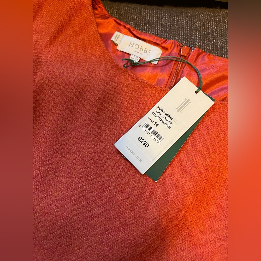 Hobbs London NWT Bold Orange Penny Sleeveless Mini Dress